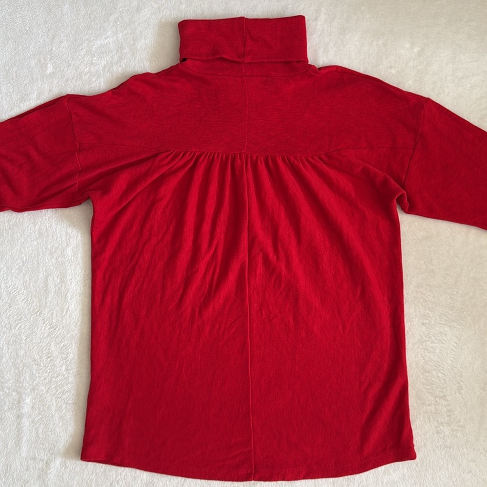 Maeve by Anthropologie | Mariah Gathered Turtleneck Lightweight Sweater Red (M) - Picture 11 of 16